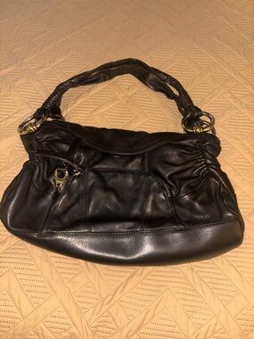B. Makowsky Black Leather Shoulder Bag